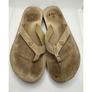 Reef Flip Flops Women's Size 8 Brown Tan Leather Thongs Sandals Gently Used